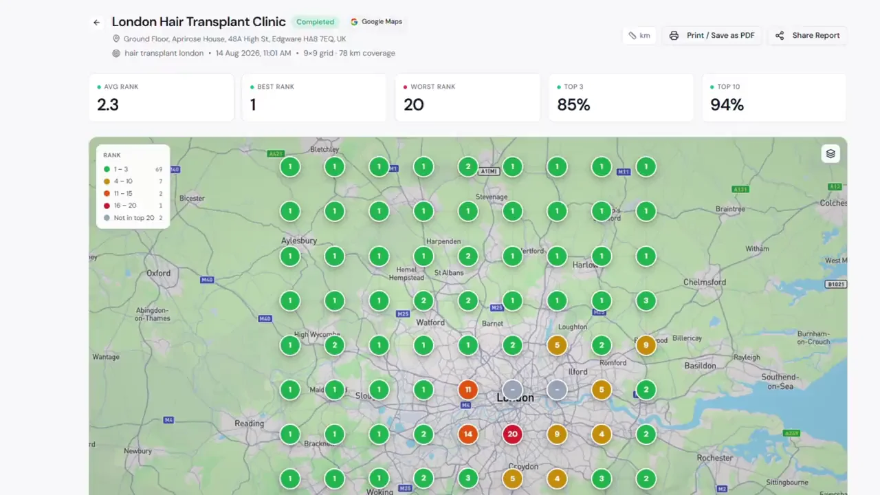 Geo-Grid Rank Tracking screenshot